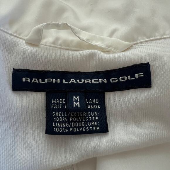 RALPH LAUREN GOLF Men's Windbreaker Jacket All White Medium 1/4 Zip Pocket - Picture 8 of 8